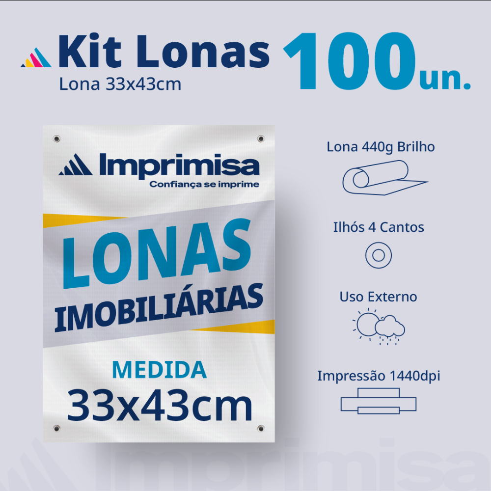 Kit Lonas Imobiliárias 33X43 100 Un