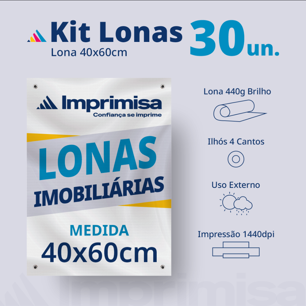 Kit Lonas Imobiliárias 40X60 30 Un