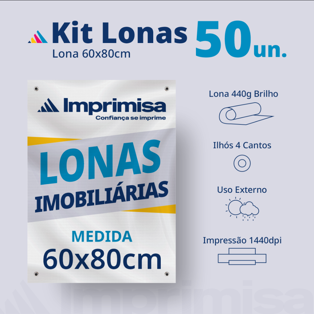 Kit Lonas Imobiliárias 60X80 50 Un