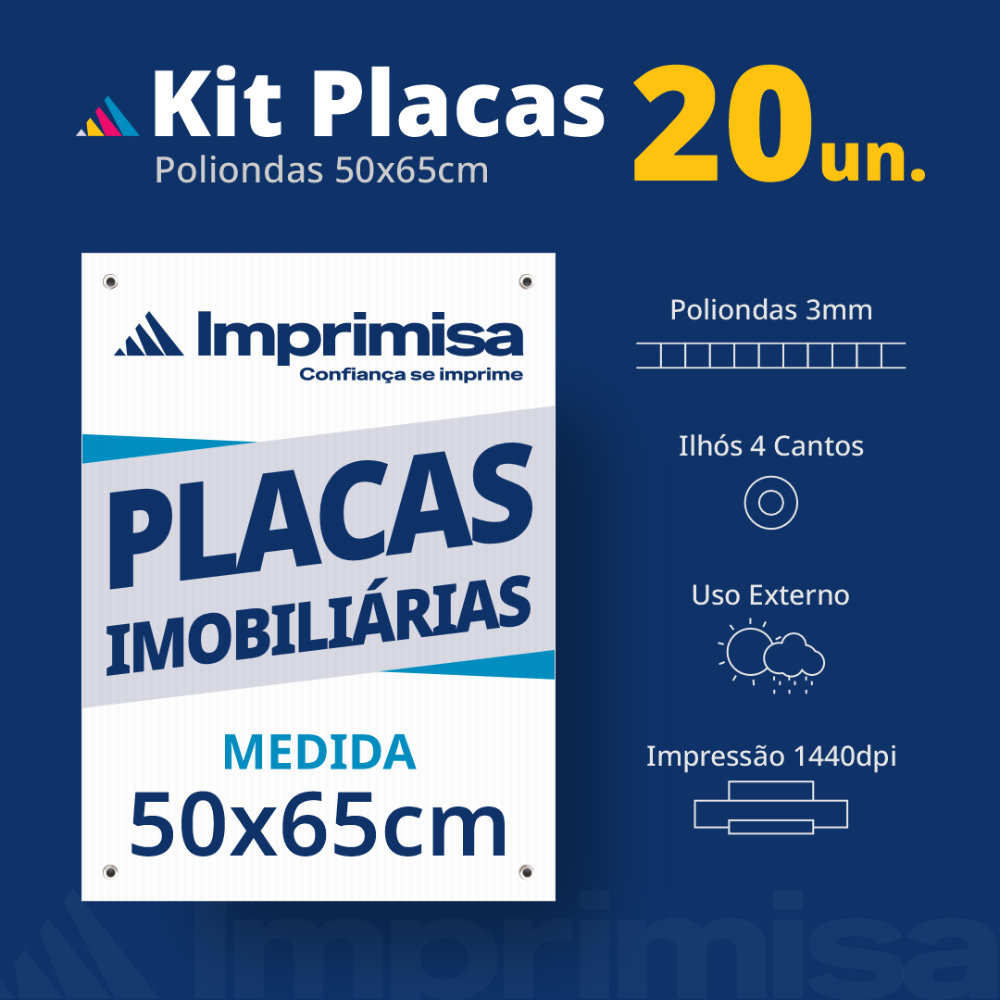 Kit Placas Imobiliárias 50X65 20 Un