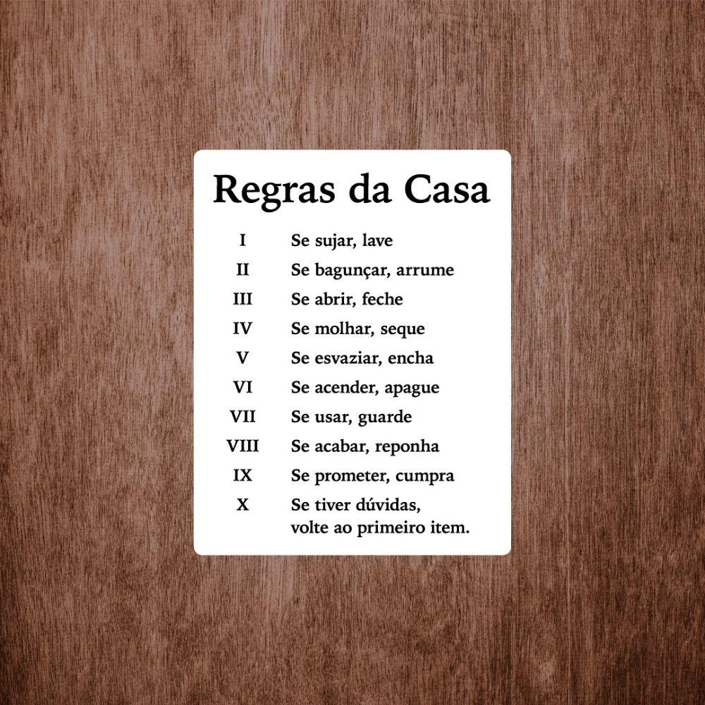 Placa Decorativa Regras Da Casa 180X230Mm
