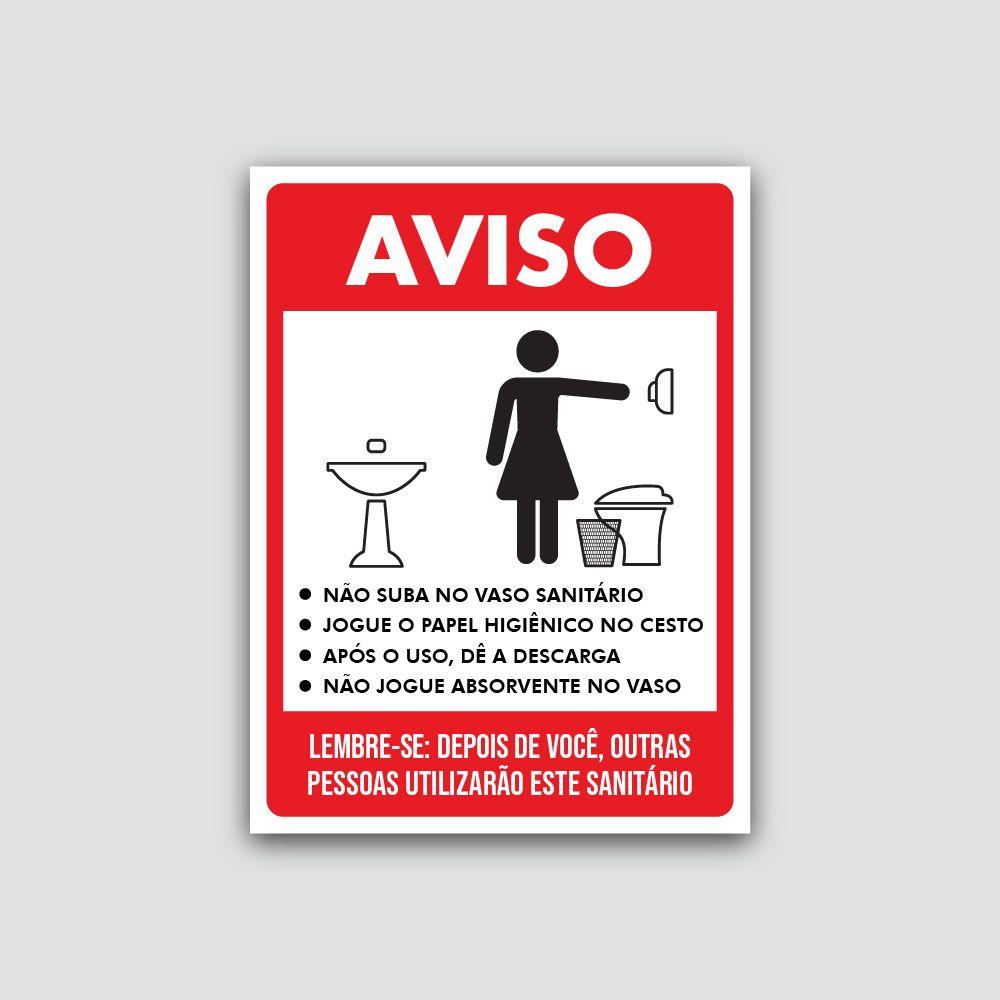 Placa Mantenha O Banheiro Limpo Feminino 150X200Mm