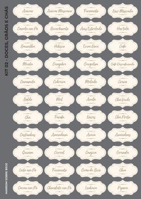 Etiquetas De Grãos, Chás E Doces