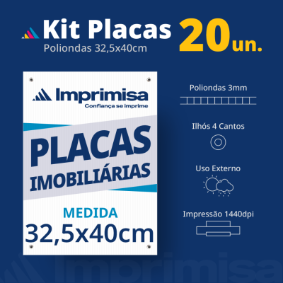 Kit Placas Imobiliárias 32,5X40 20 Un