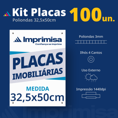 Kit Placas Imobiliárias 32,5X50 100 Un