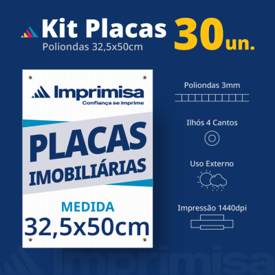 Kit Placas Imobiliárias 32,5X50 30 Un