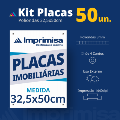Kit Placas Imobiliárias 32,5X50 50 Un