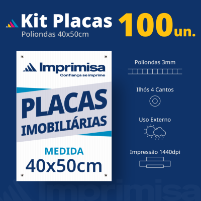 Kit Placas Imobiliárias 40X50 100 Un