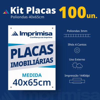Kit Placas Imobiliárias 40X65 100 Un