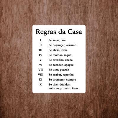 Placa Decorativa Regras Da Casa 180X230Mm