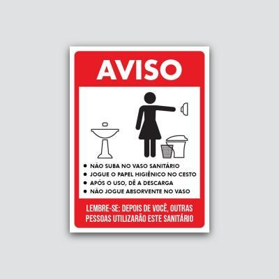 Placa Mantenha O Banheiro Limpo Feminino 150X200Mm